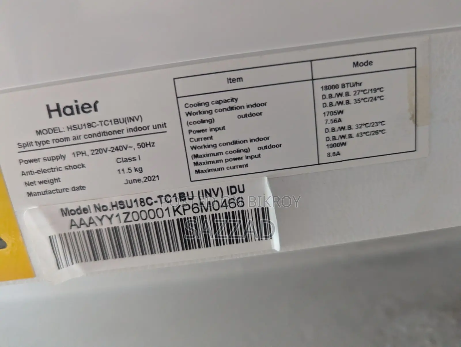 Haier Inverter 1.5 Ton AC for Sale