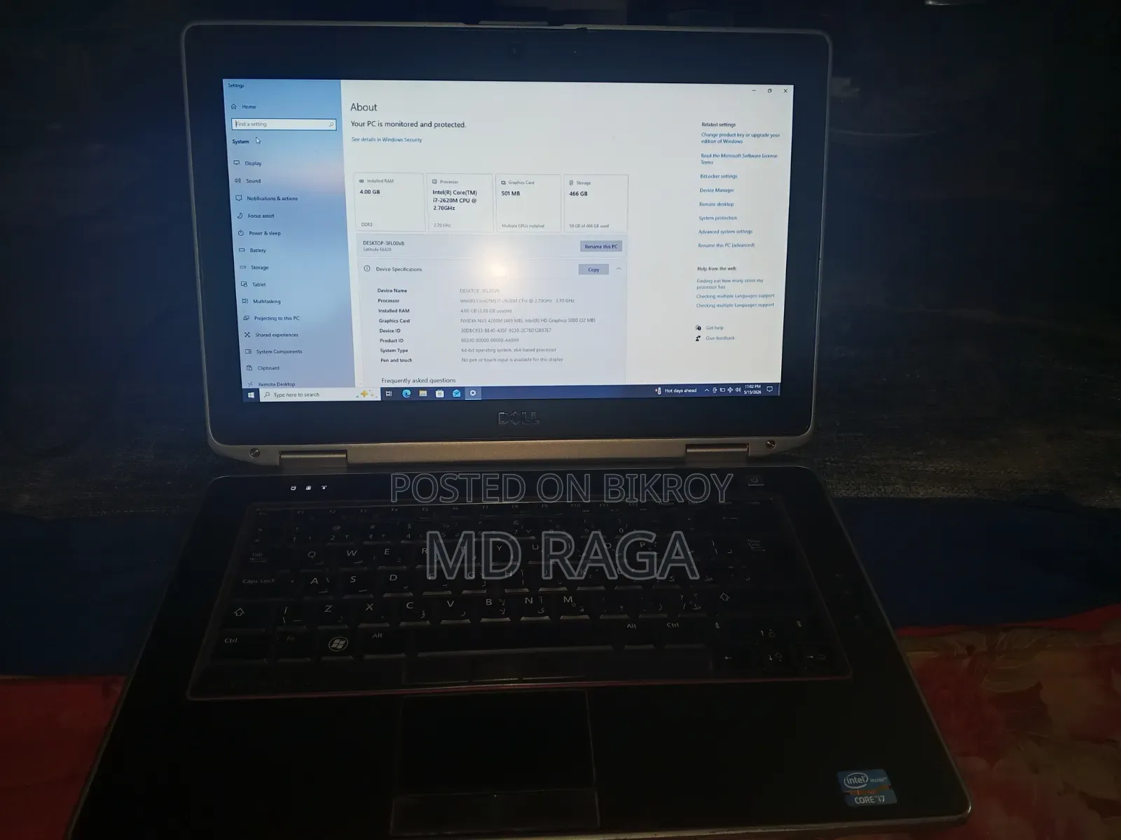 Desktop Computer Dell 4GB Intel Core I7 HDD+SSD 512GB