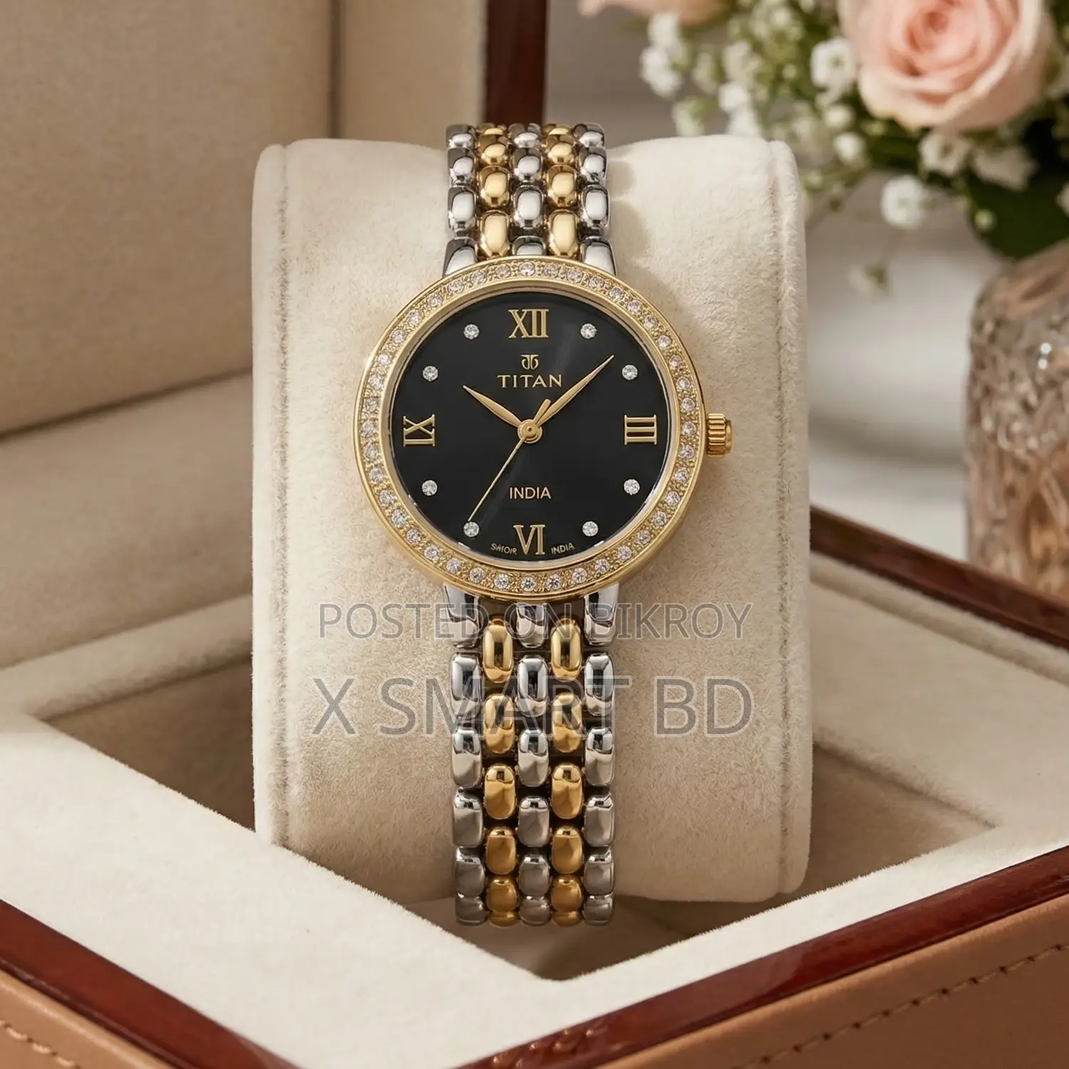 টাইটান টু-টোন রোমান ডায়াল লেডিস ওয়াচ
