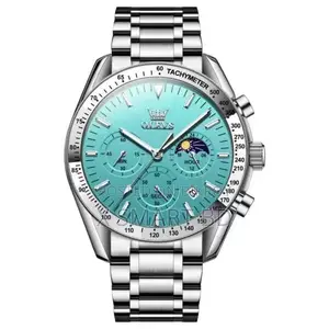 Butter Fly Lock Olevs Watch for Men's (Steel Chain Paste Dial)