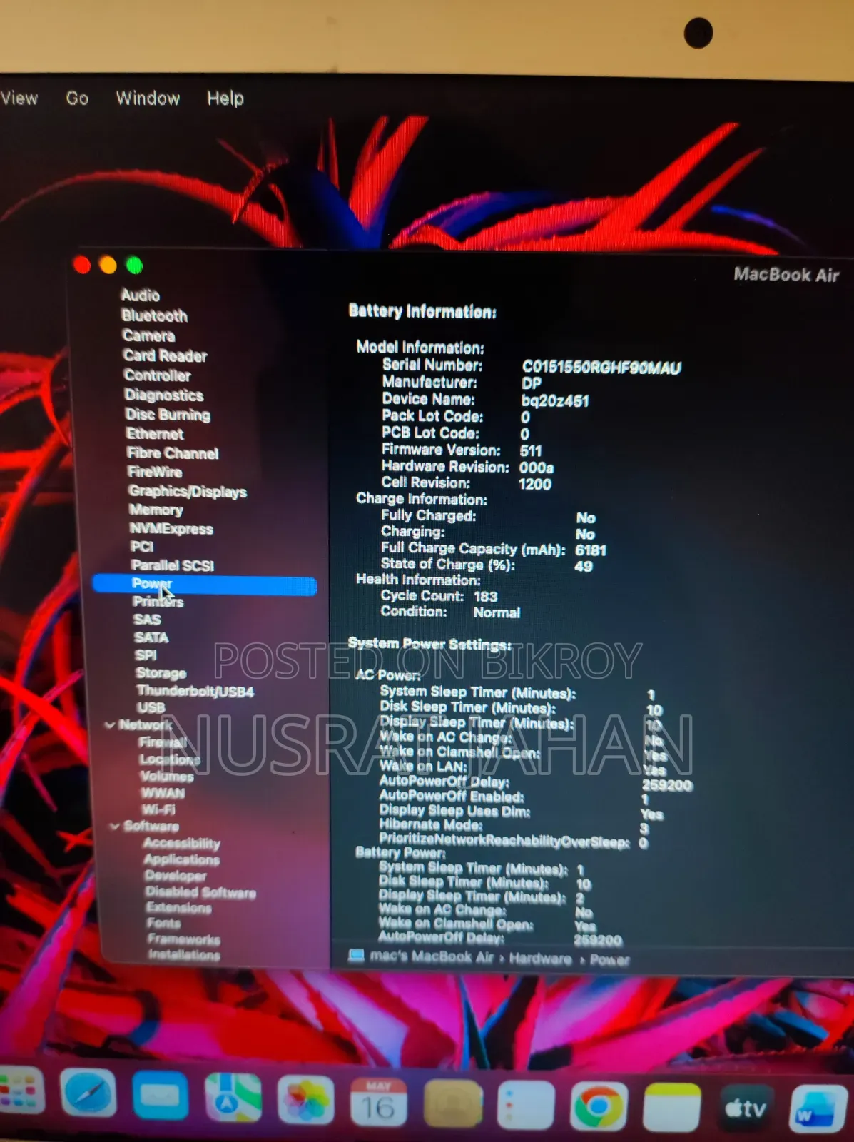 Laptop Apple MacBook Air 2015 4GB Apple M1 SSD 256GB