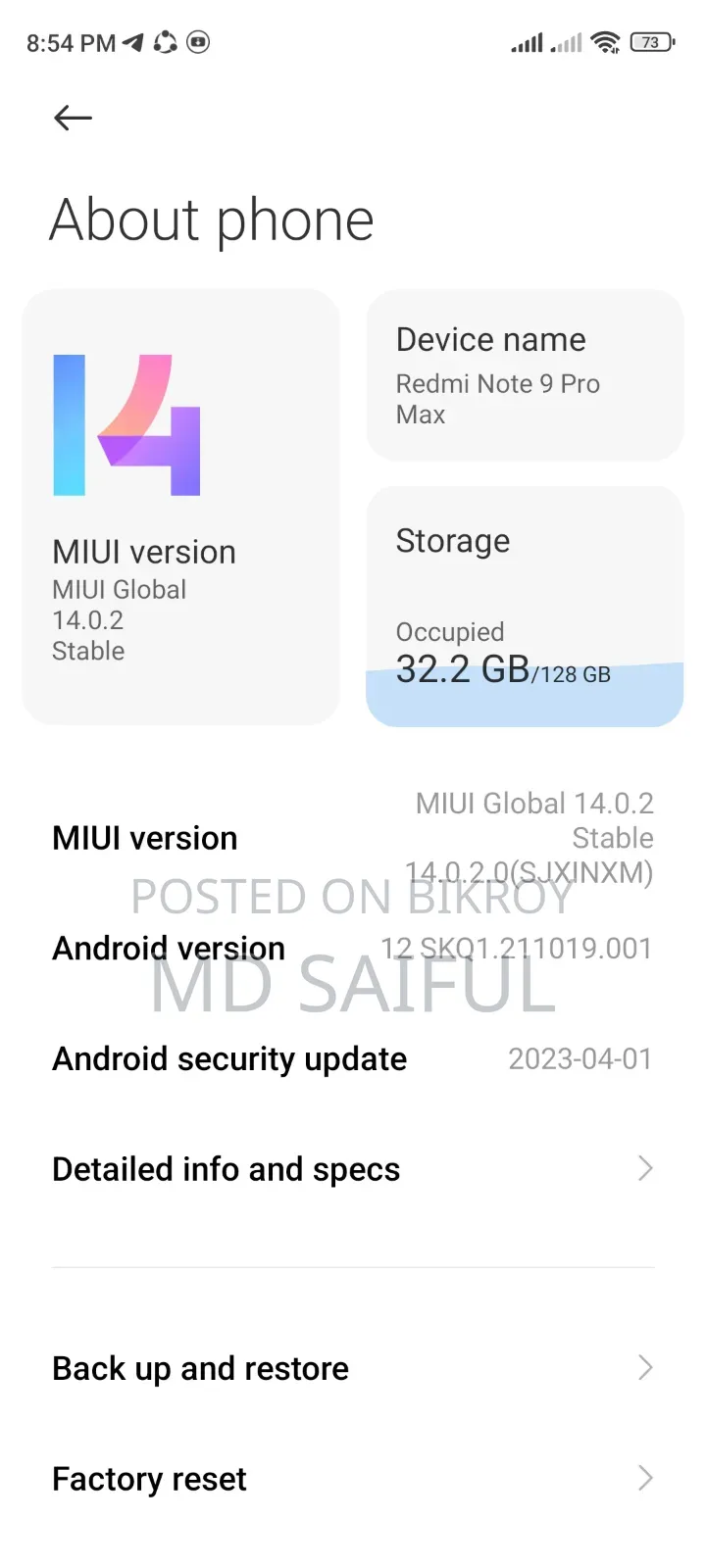 Xiaomi Redmi Note 9 Pro Max 128 GB
