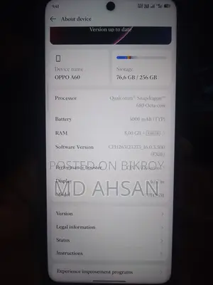 ওপ্পো এ৬০ ২৫৬ জিবি ব্ল্যাক
