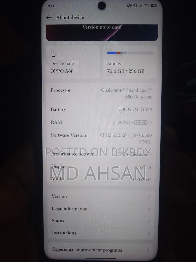 ওপ্পো এ৬০ ২৫৬ জিবি ব্ল্যাক