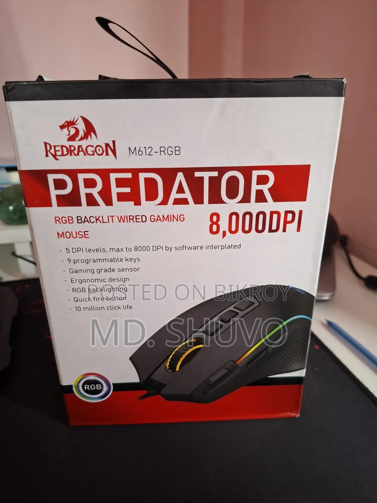 Redragon M612-RGB Predator RGB Backlit Wired Gaming Mouse 8,000dpi
