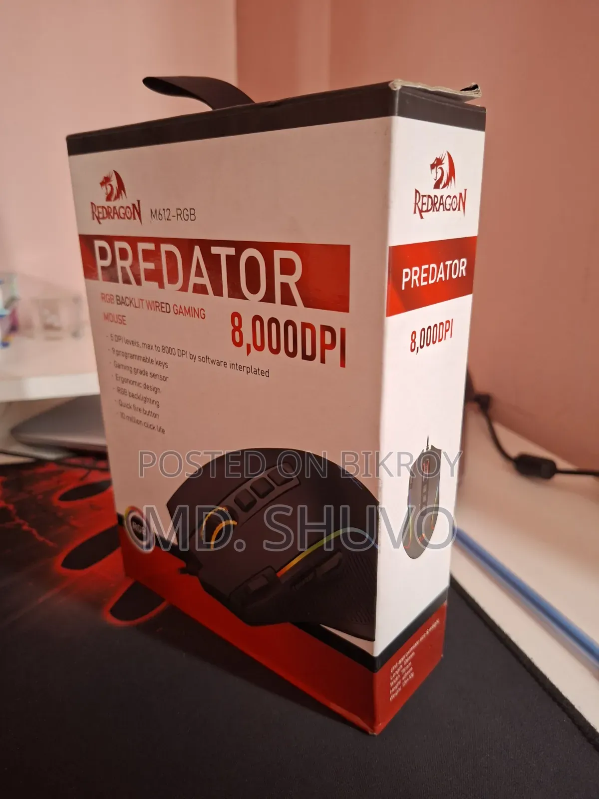 Redragon M612-RGB Predator RGB Backlit Wired Gaming Mouse 8,000dpi