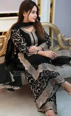 প্রিমিয়াম সফট জর্জেট উইথ সিকোয়েন্স এমব্রয়ডারি থ্রি পিস