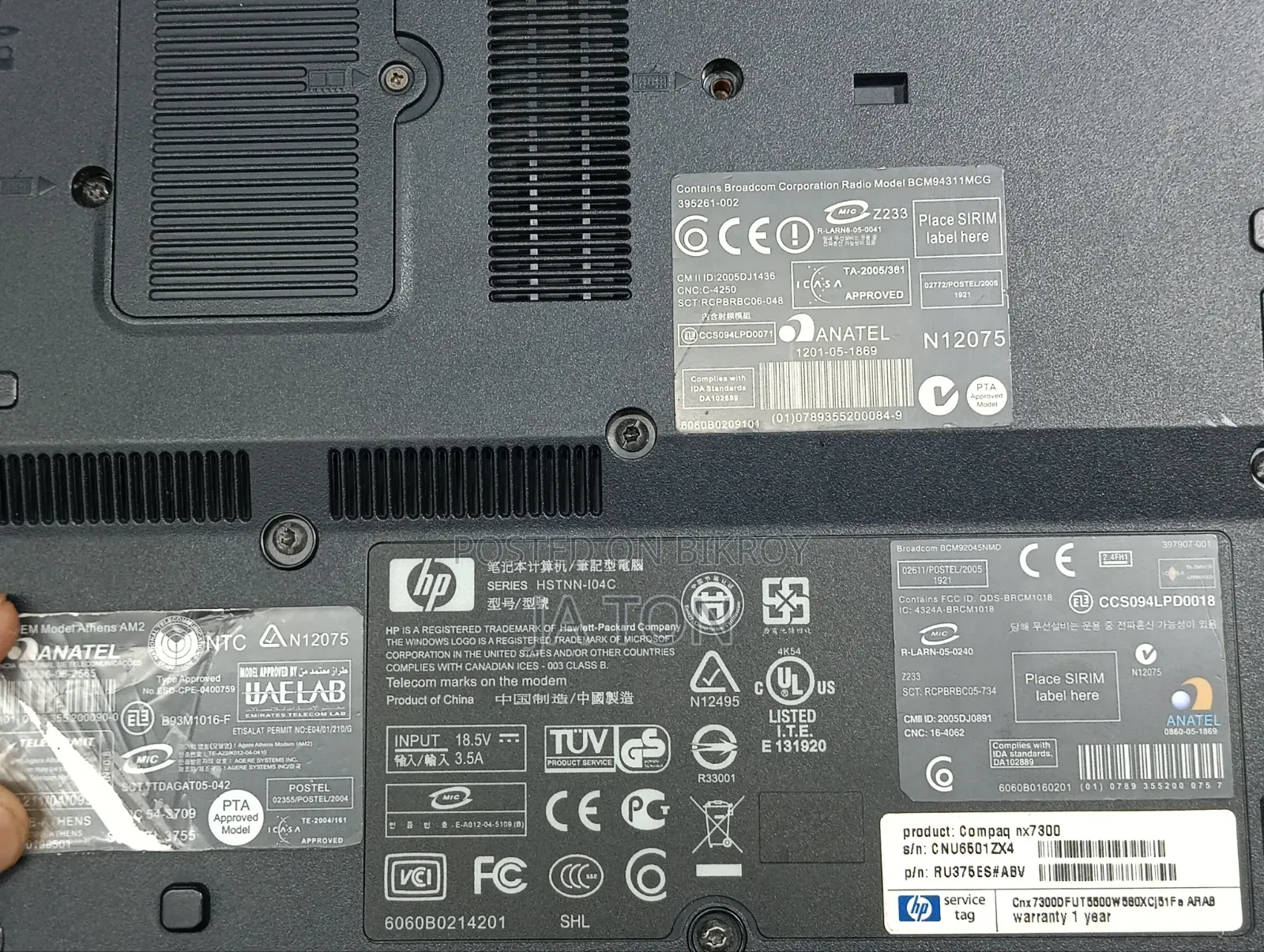New Laptop HP Compaq NX7300 1.5GB Intel Core 2 Duo HDD+SSD 72GB