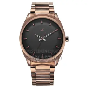 Fastrack 3273qm01 Analog Black Dial Brown Stainless Steel Strap Watch