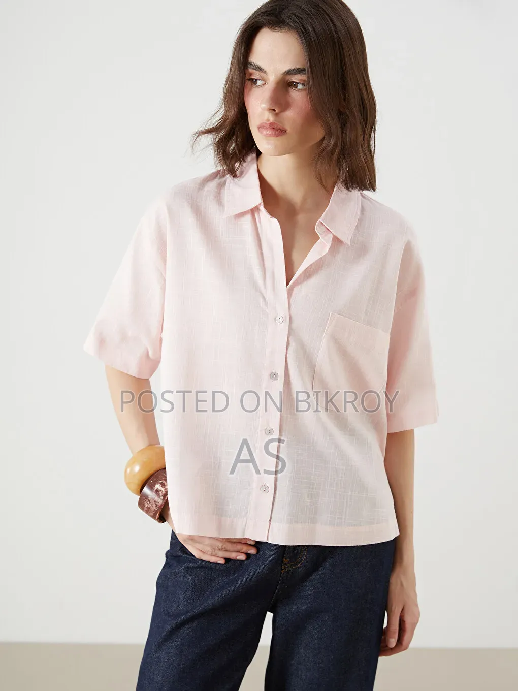 LCW Vision Linen-Look Crop Women's Shirt