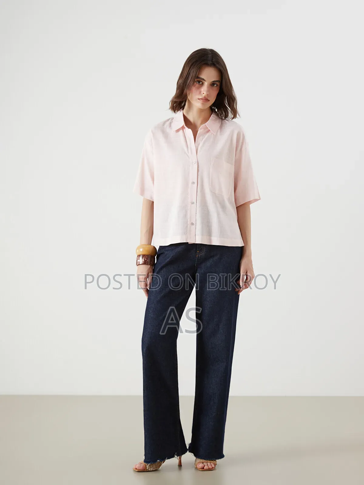 LCW Vision Linen-Look Crop Women's Shirt