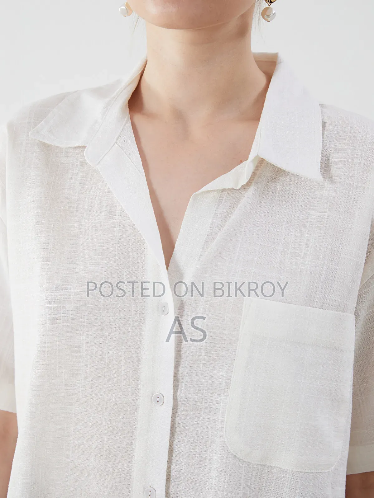 LCW Vision Linen-Look Crop Women's Shirt