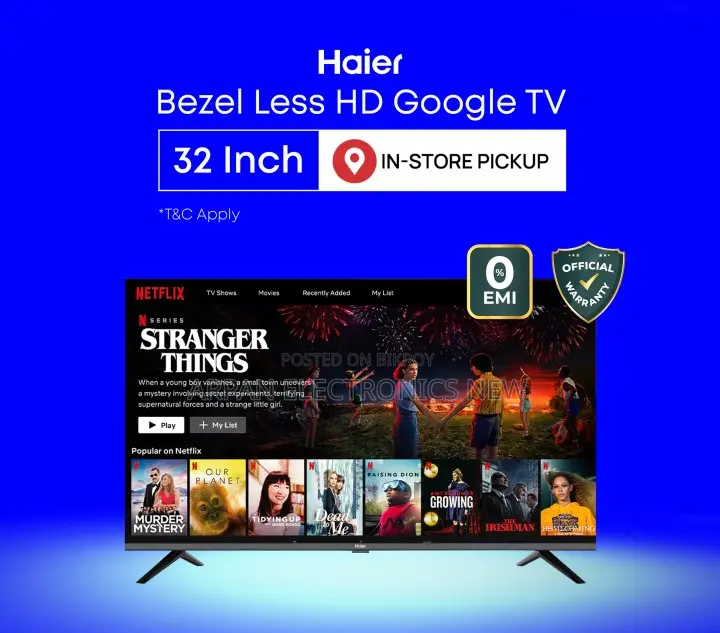 Haier 32 Inch Bezel-Less Hd Google Tv H32k85fx With Official Warranty