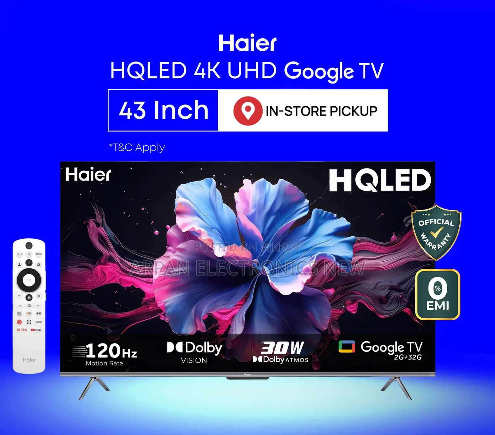 Haier H43p7ux 43'' Hqled Dolby Atmos Google Tv