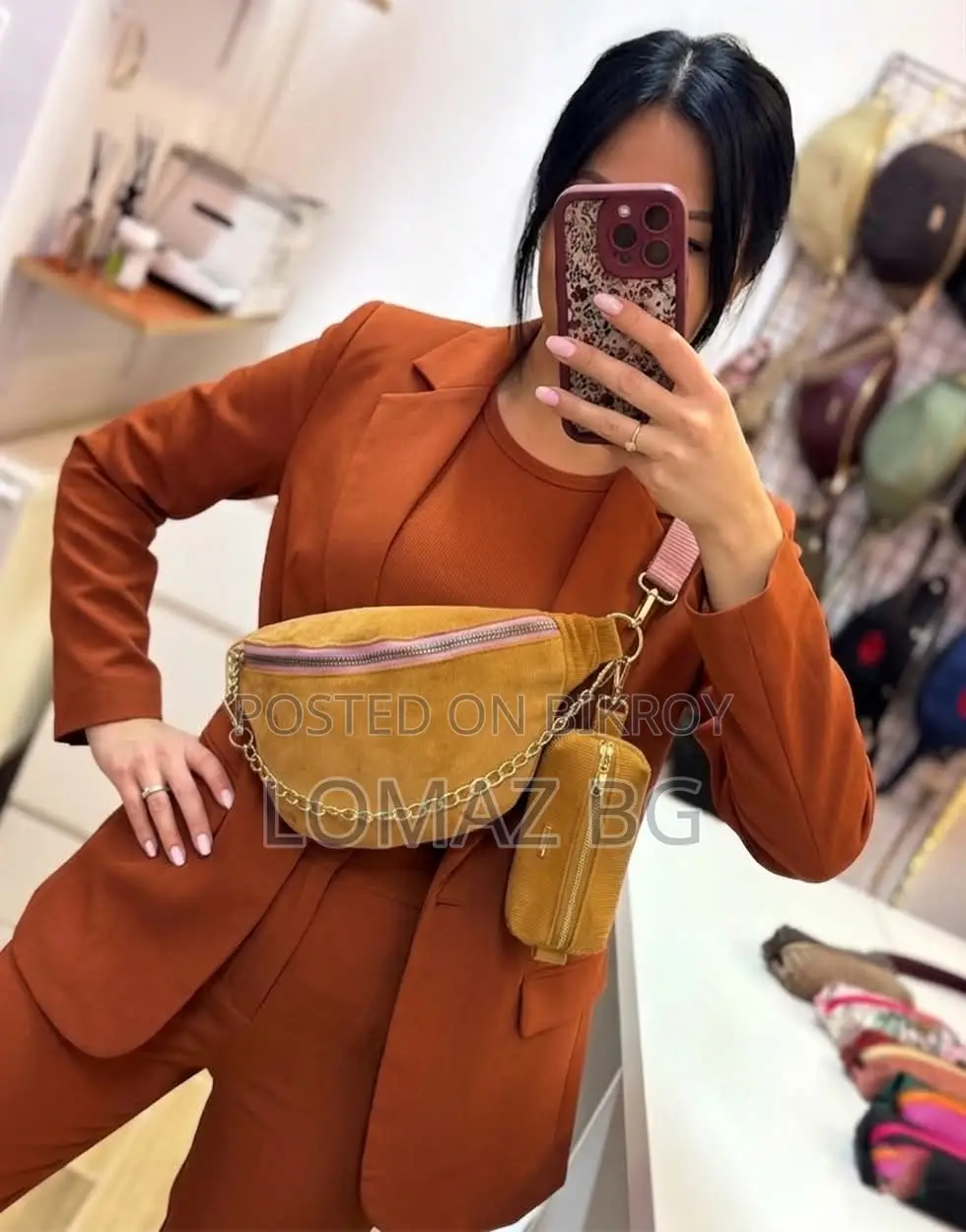 Premium Corduroy Brown Crossbody Bag