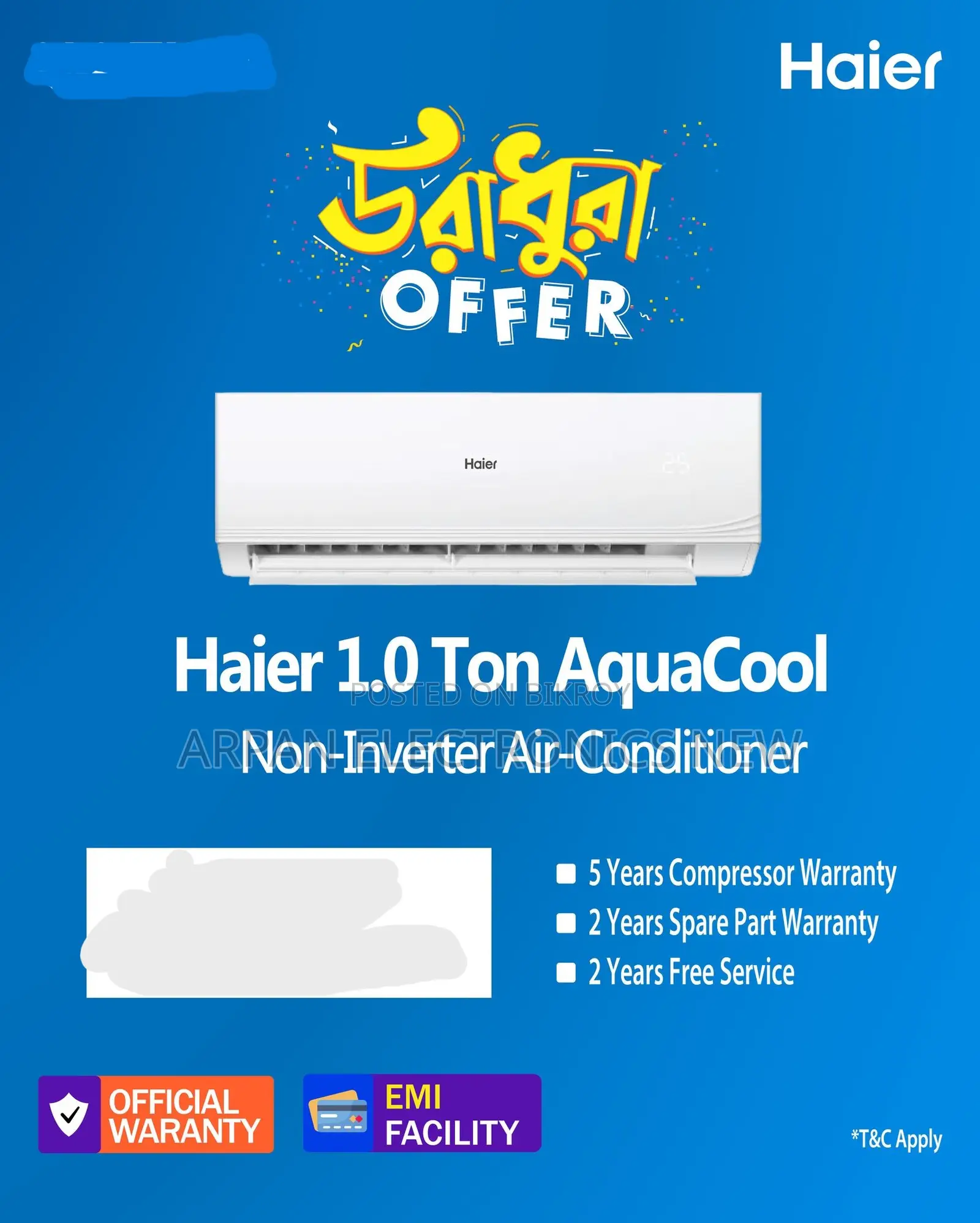 Haier 5 Years Warranty 1.0 Ton Split AC Non-Inverter - Incredible Offer