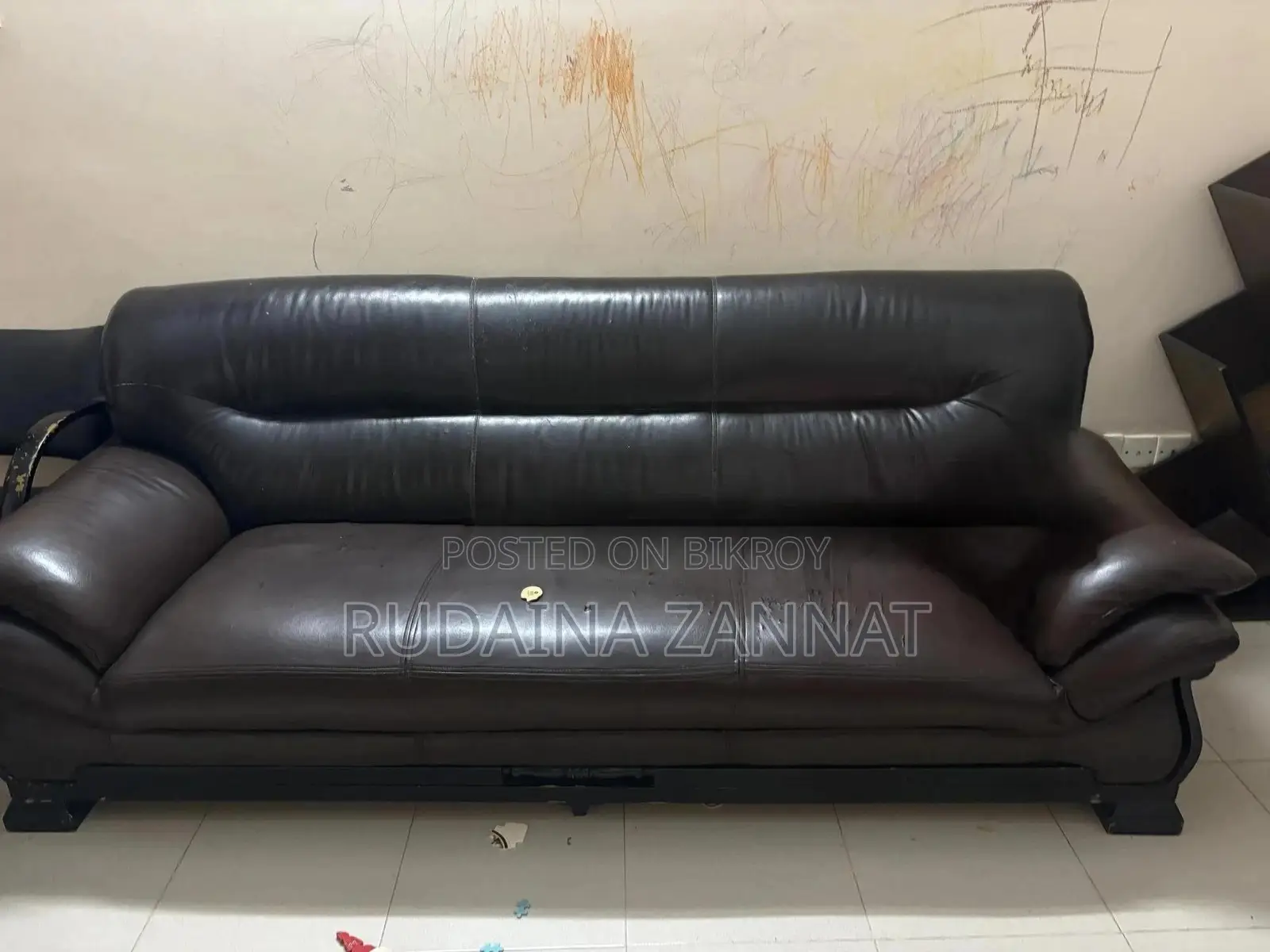 Otobi 4 Seater Black Sofa