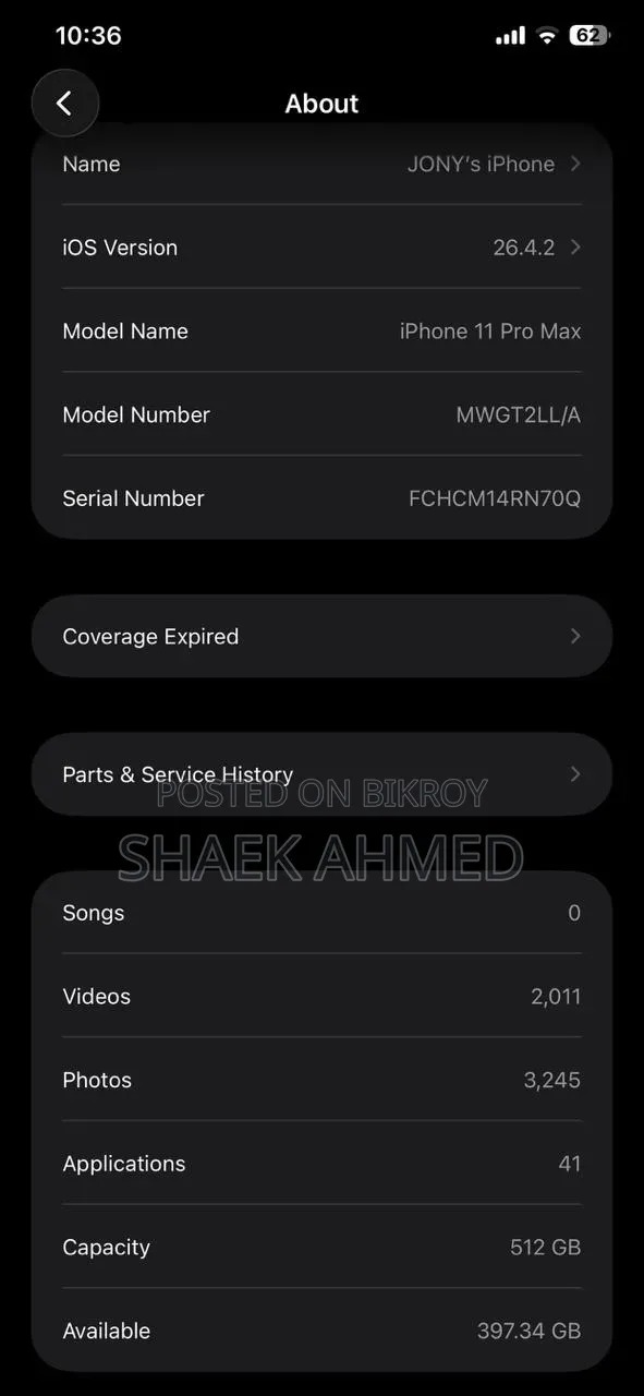 অ্যাপল আইফোন ১১ প্রো ম্যাক্স ৫১২ জিবি হোয়াইট