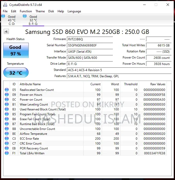 250 GB Samsung 860 Evo