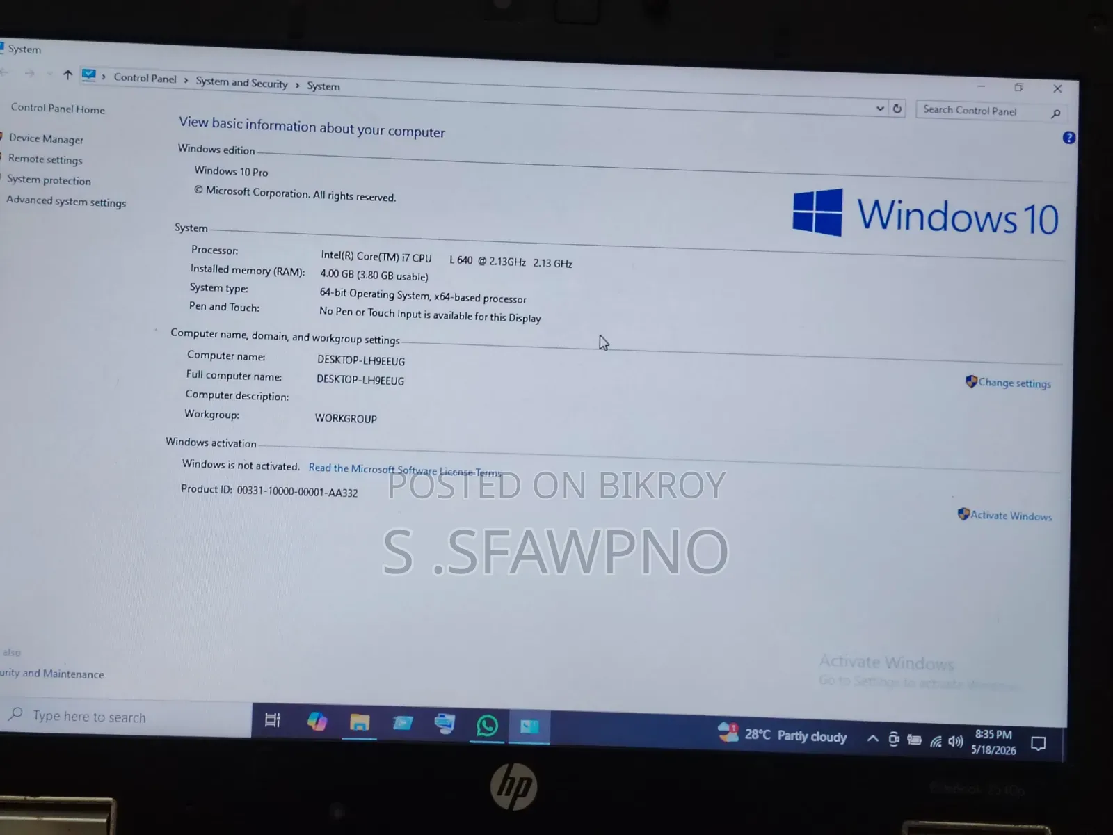 Laptop HP EliteBook 2540P 4GB Intel Core I7 SSD 128GB
