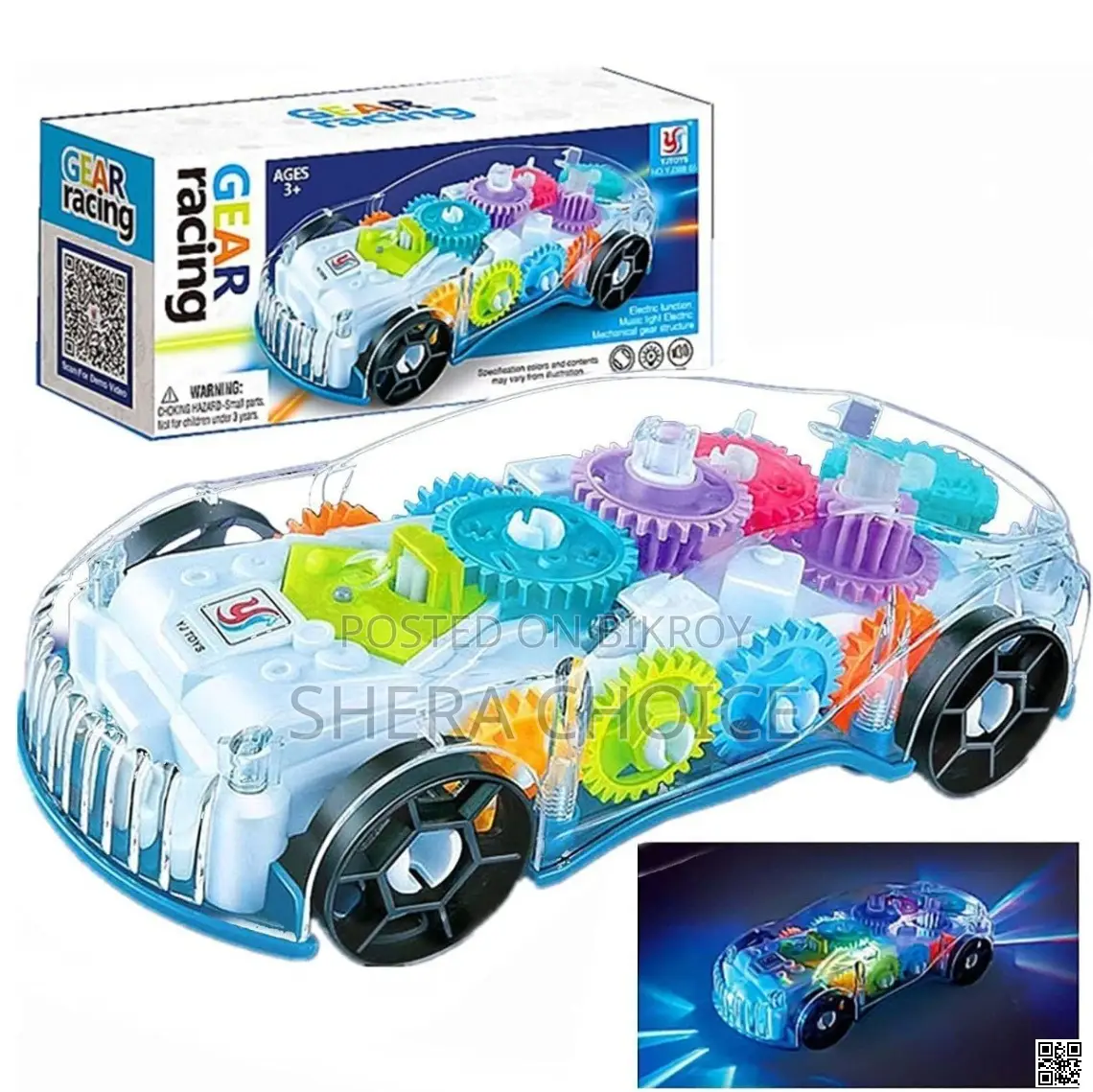 Transparent Gear Simulation Mechanical Car Toy