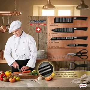 Premium Zepter 6 PCS Kitchen Knife Set - Black Non-Stick Coating