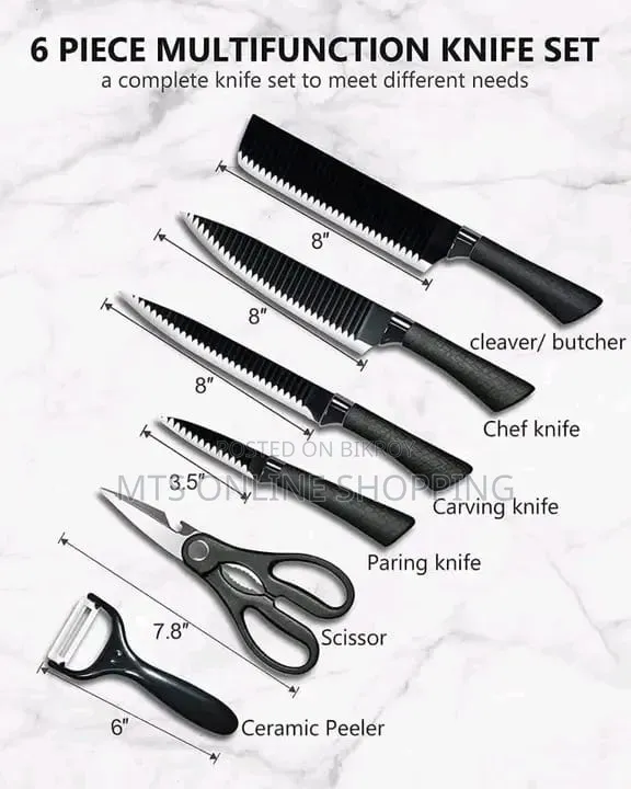 Premium Zepter 6 PCS Kitchen Knife Set - Black Non-Stick Coating
