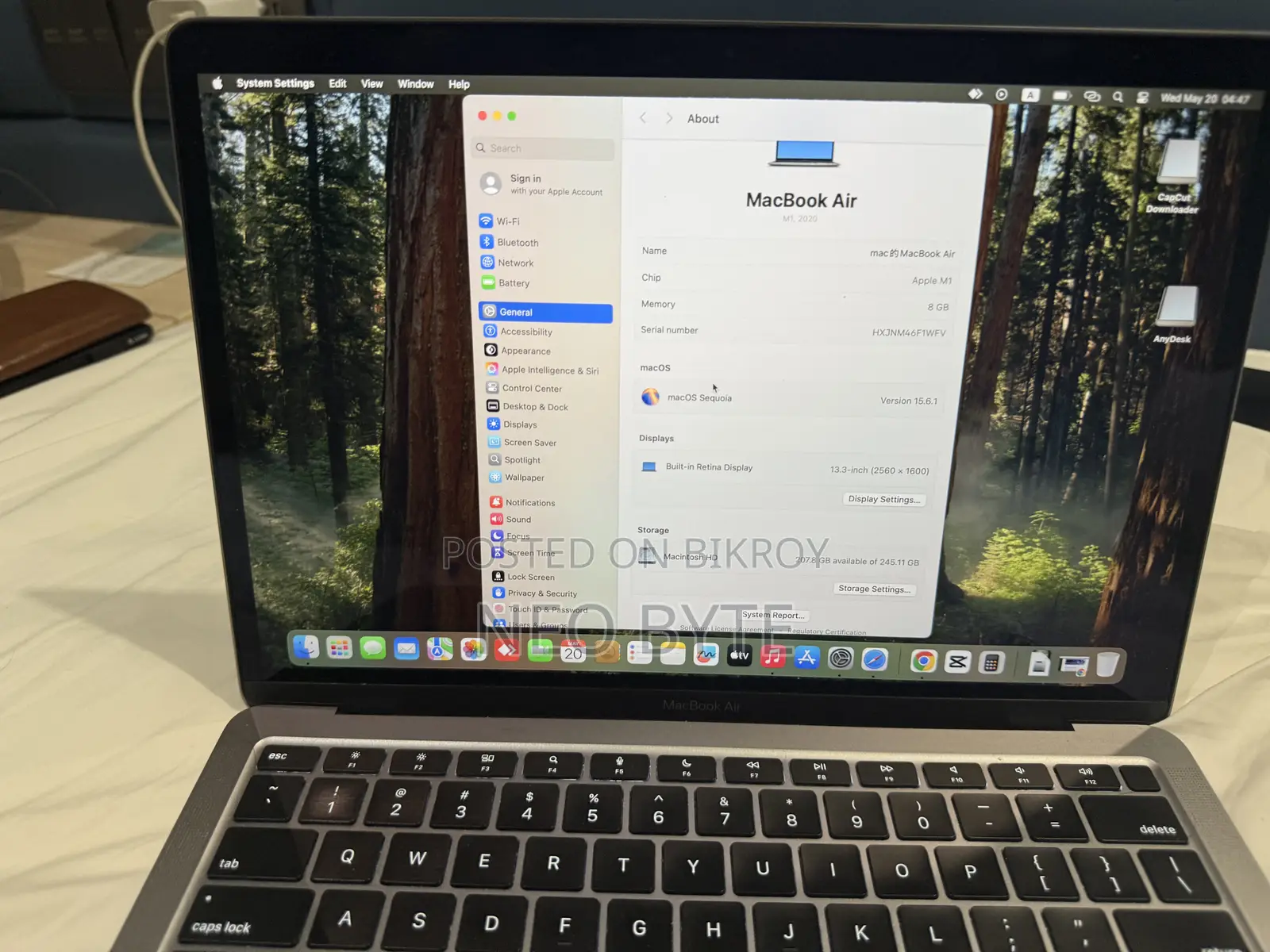 Laptop Apple MacBook Air 2020 M1 8GB Apple M1 SSD 256GB