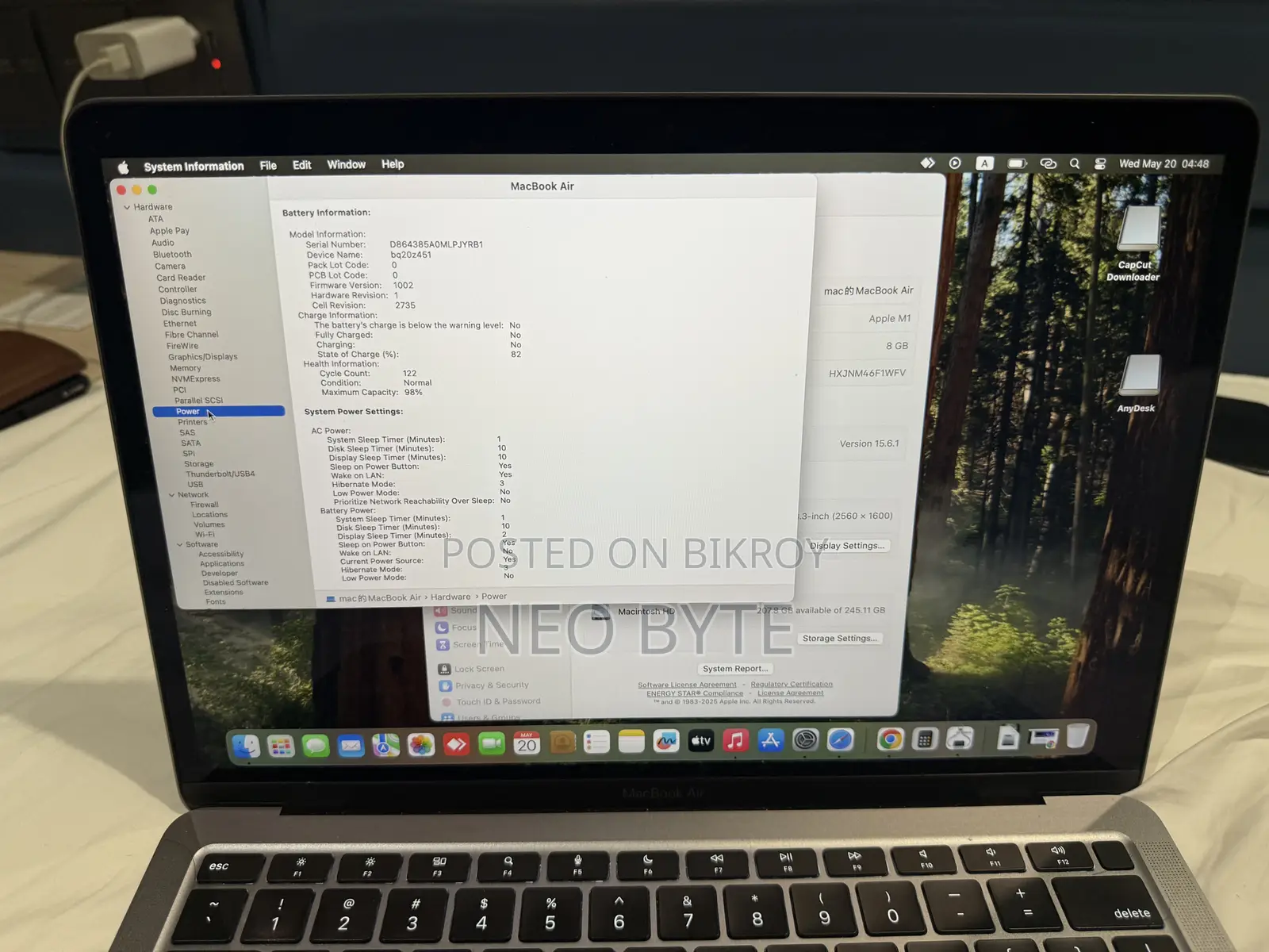 Laptop Apple MacBook Air 2020 M1 8GB Apple M1 SSD 256GB