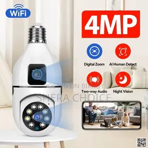 V380 Pro Dual Lens Bulb Camera Smart Wifi Security With Dual Screen