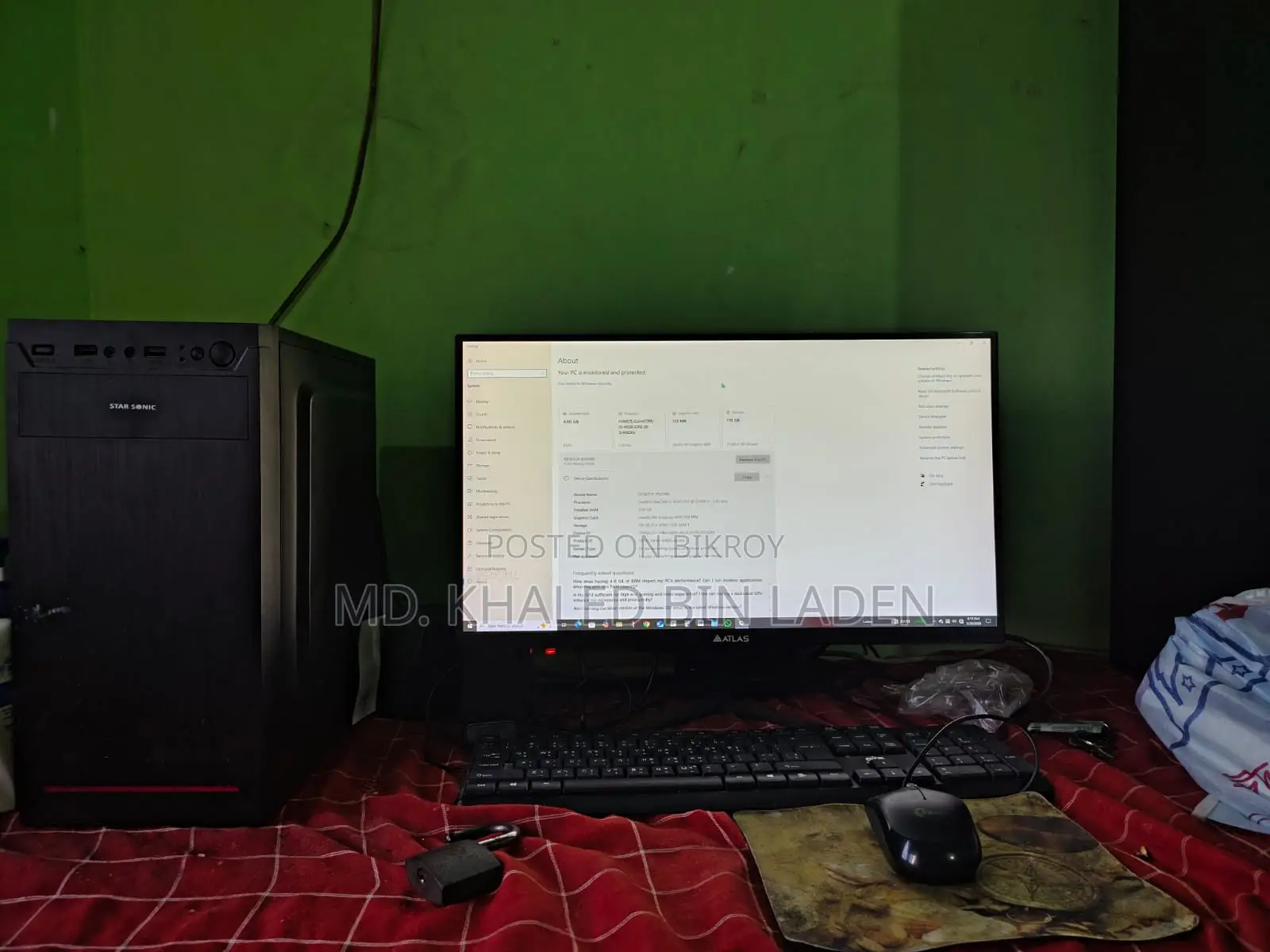 Desktop Computer Asus 4GB Intel Core I3 SSD 128GB