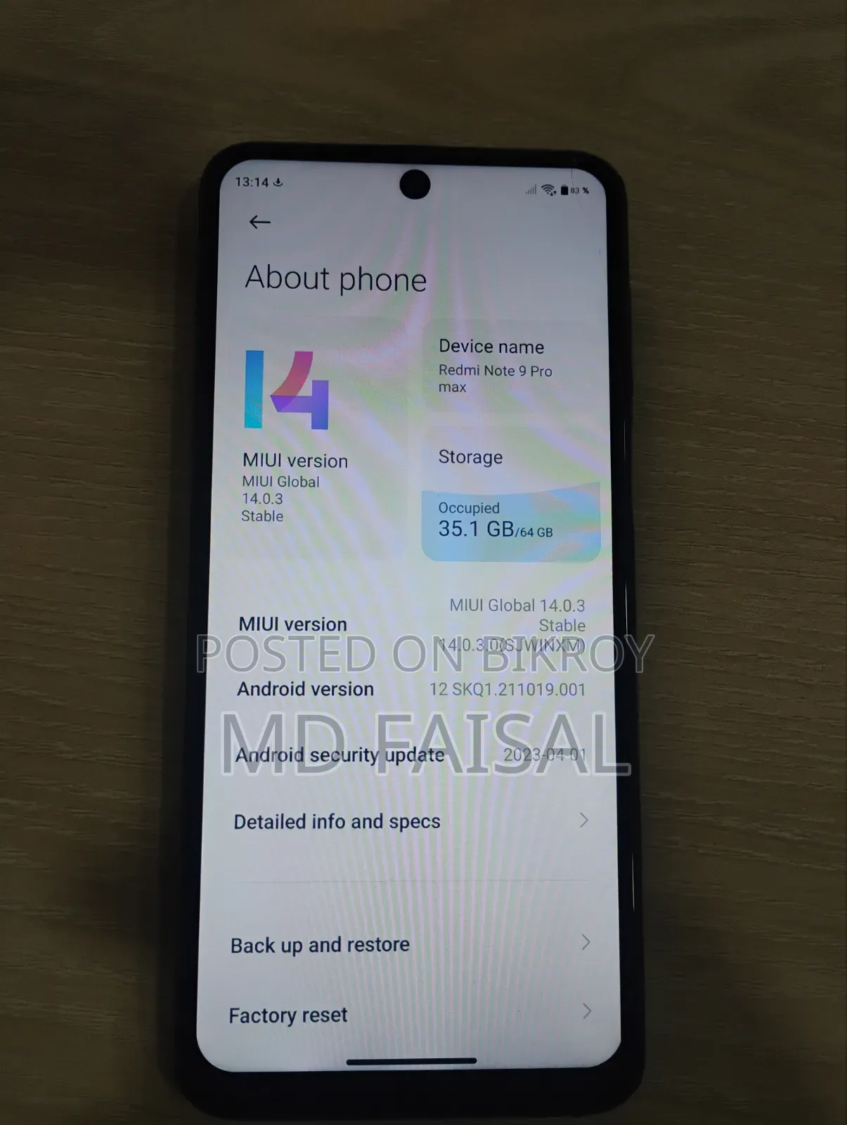 Xiaomi Redmi Note 9 Pro 64 GB Blue