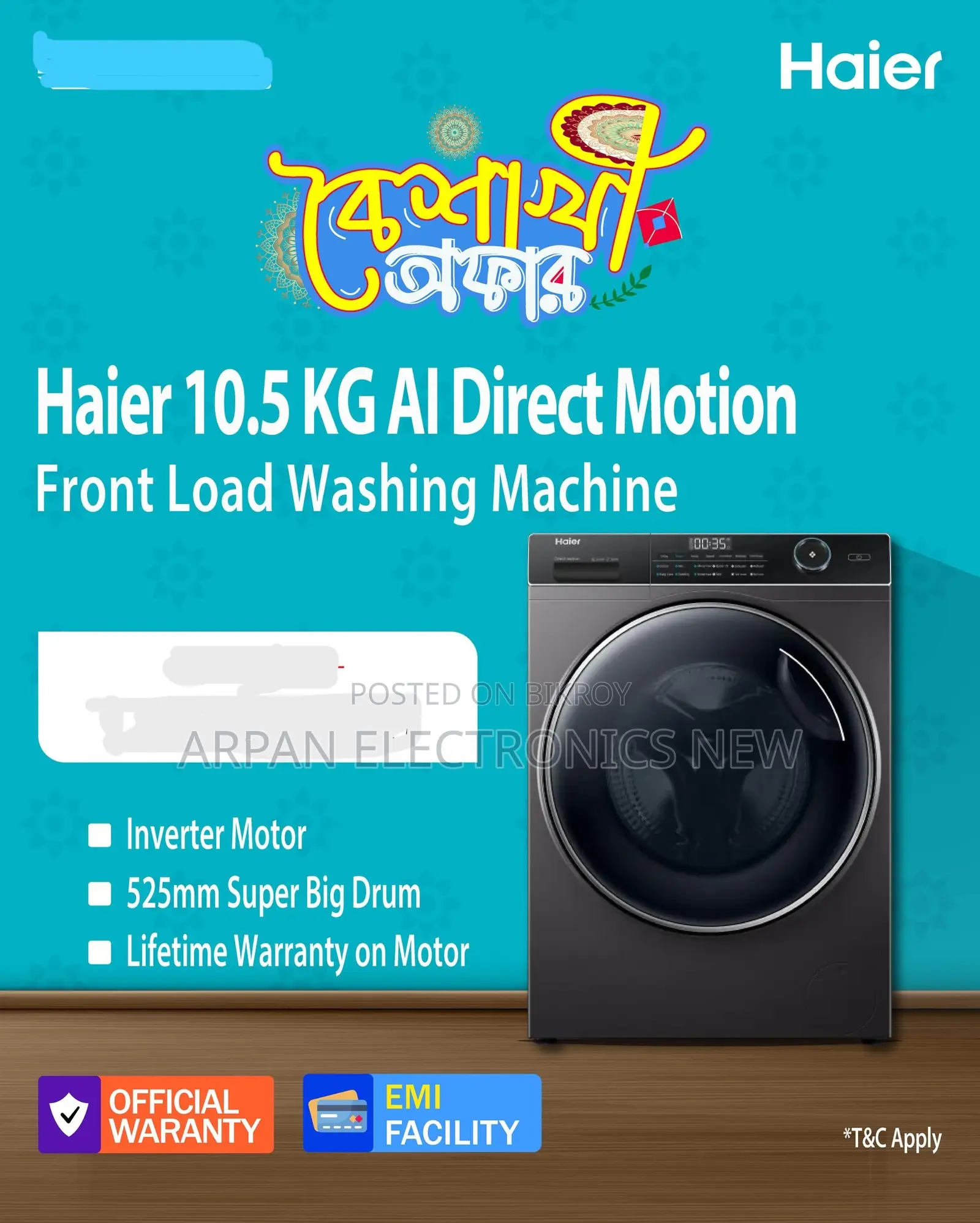 Haier 10.5 Kg Ai Direct Motion Front Load Washing Machine