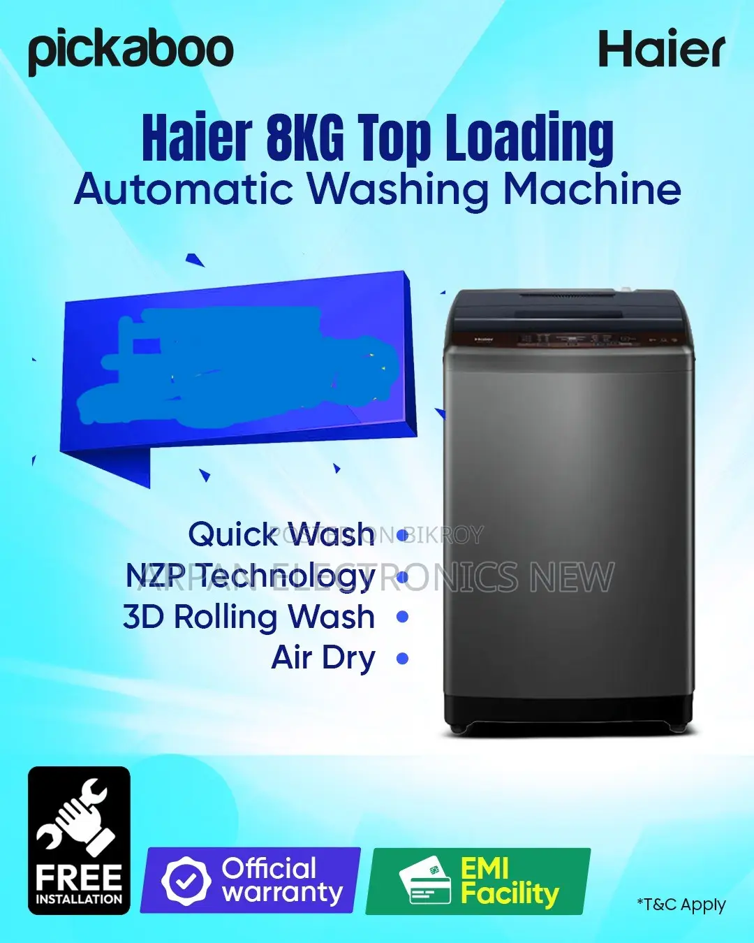 Haier 8 Kg Top Loading Washing Machine Fully Automatic