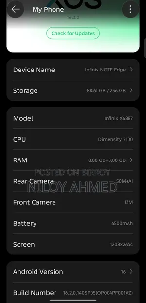 Infinix Note Edge 256 GB Black