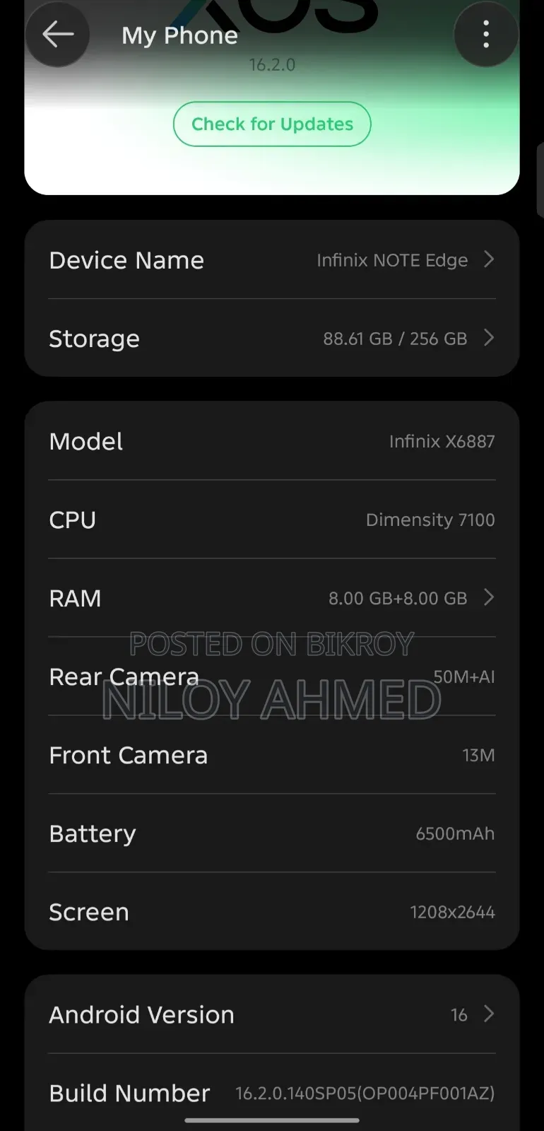 Infinix Note Edge 256 GB Black