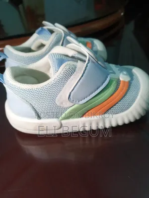 Baby Boy Sneaker Light Blue Bear Face Colorful Toddler Shoes Brand New