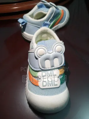 Baby Boy Sneaker Light Blue Bear Face Colorful Toddler Shoes Brand New