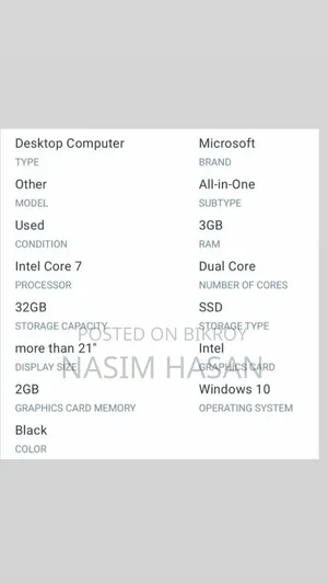 Desktop Computer Microsoft 3GB Intel Core I7 SSD 128GB