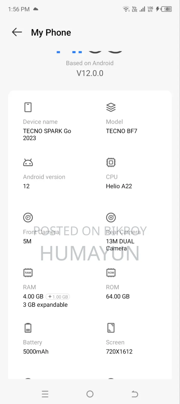 Tecno Spark Go 64 GB Gray