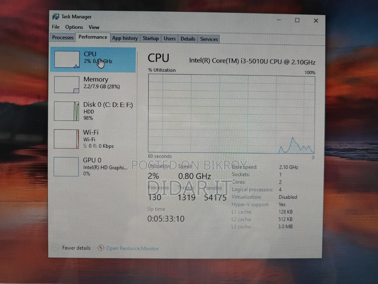 ল্যাপটপ HP 8GB Intel Core I3 HDD 500GB