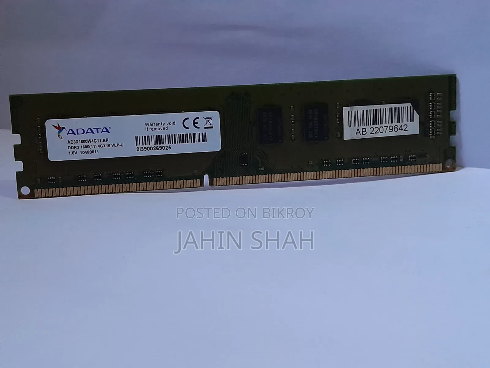 Adata 4GB DDR3 1600MHz ডেস্কটপ র‍্যাম (ফ্রেশ কন্ডিশন)