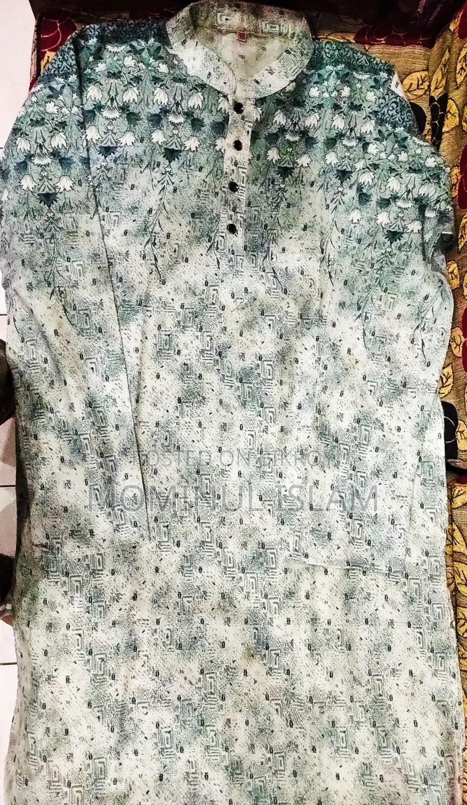 Attractive Floral Printed Panjabi (Size-40) - Beautifully Designed Panjabi