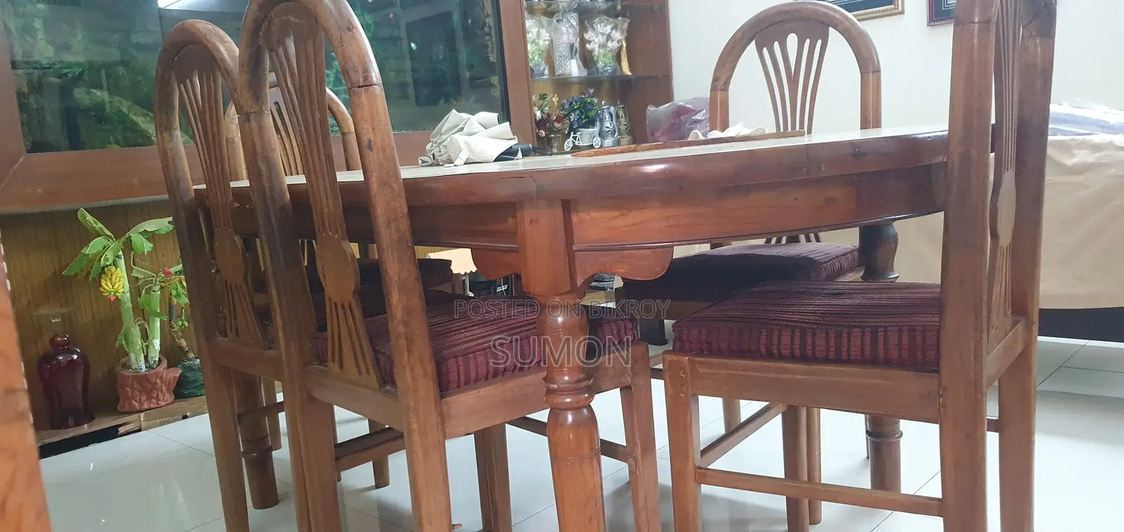 সেগুন কাঠের ৬ চেয়ারের ডাইনিং টেবিল