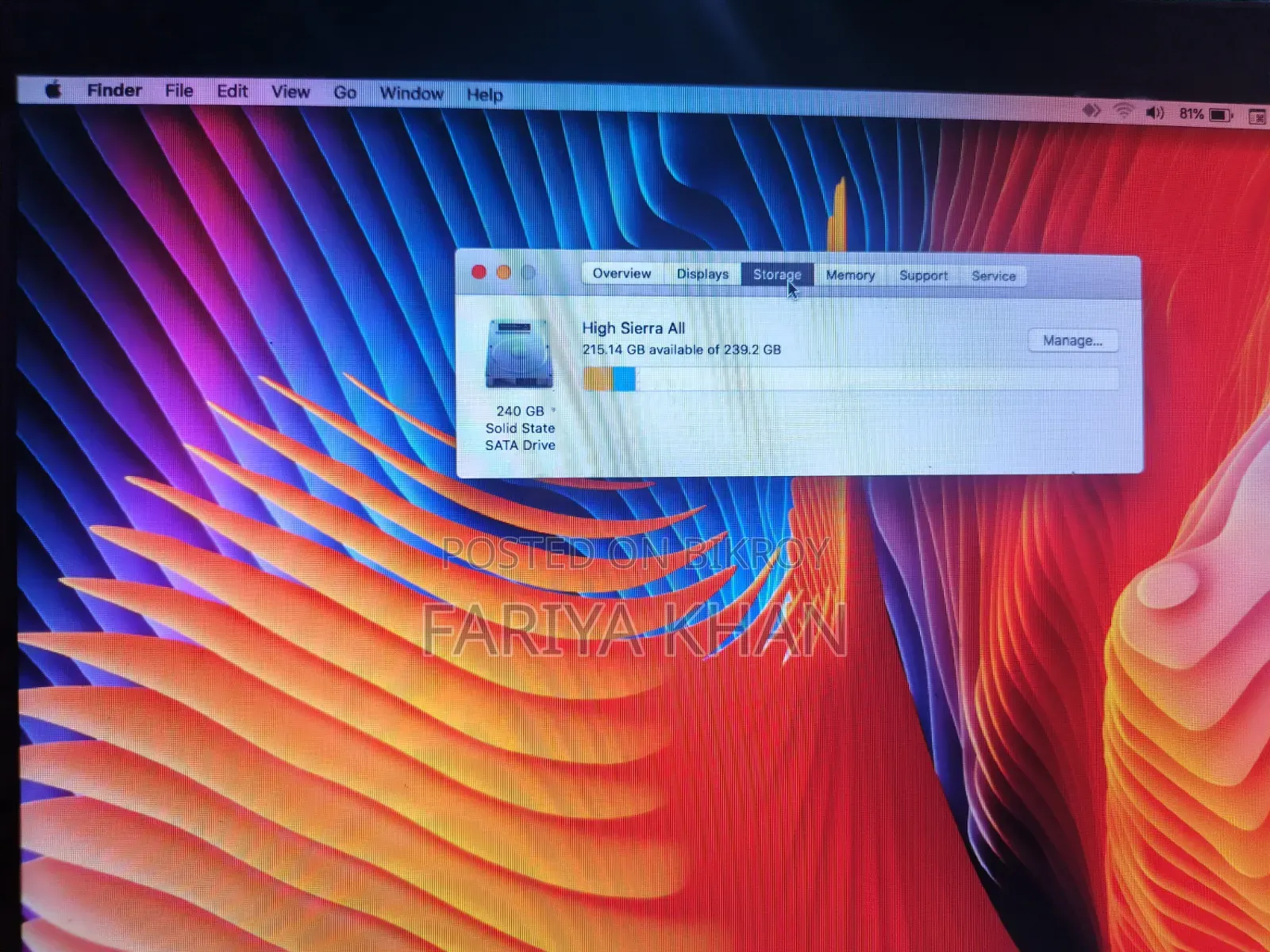 Laptop Apple MacBook 2012 8GB Intel Core I5 SSD 256GB