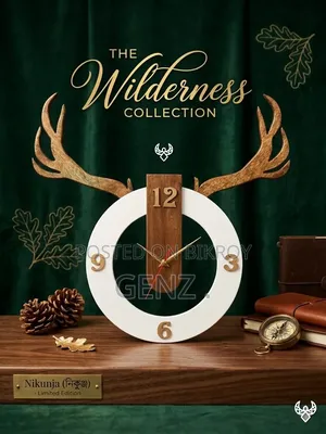 Luxury Antler Design Wooden Wall Clock