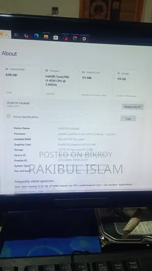 Desktop Computer Gigabyte GB-BACE-3010 8GB Intel Core I3 SSD 128GB