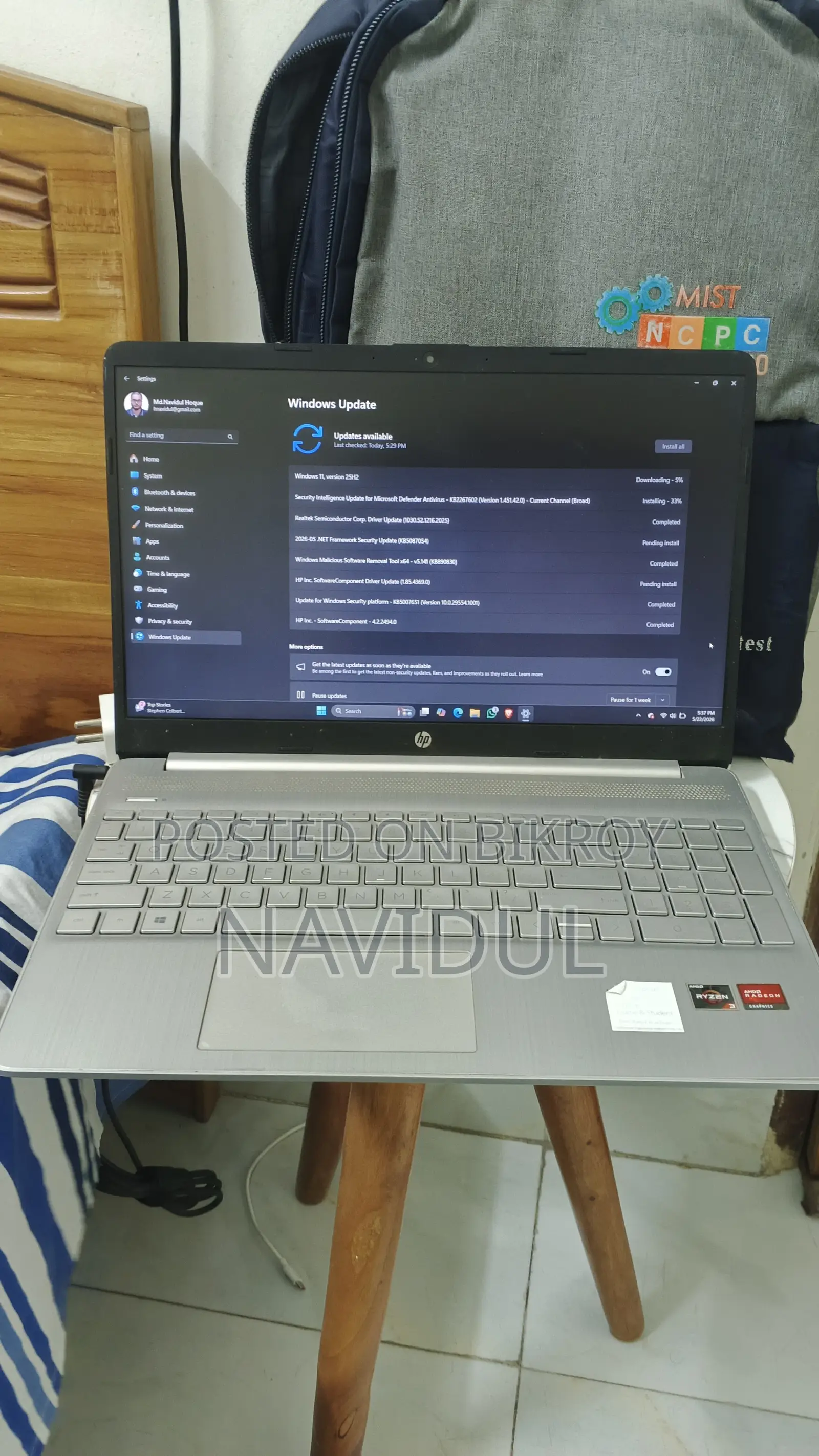 Laptop HP 15s 8GB AMD Ryzen 3 SSD 512GB