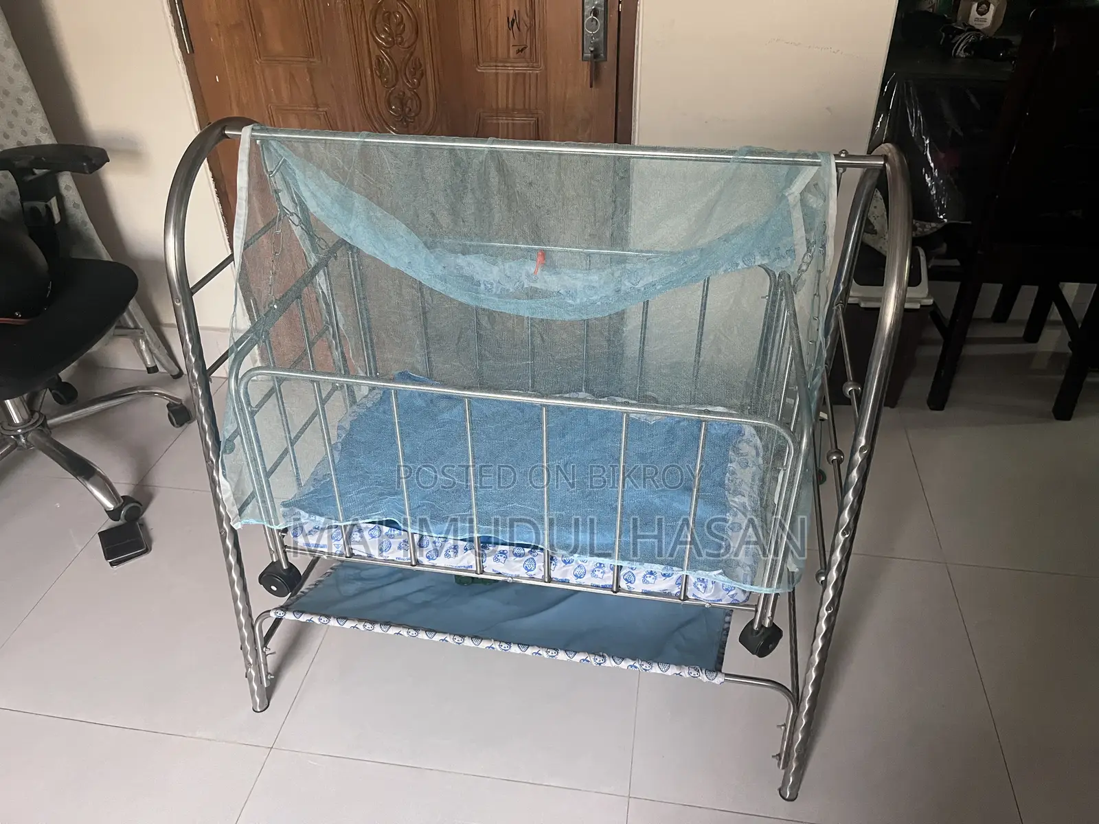 বেবি দোলনা / Baby Cradle Steel With Mosquito Net