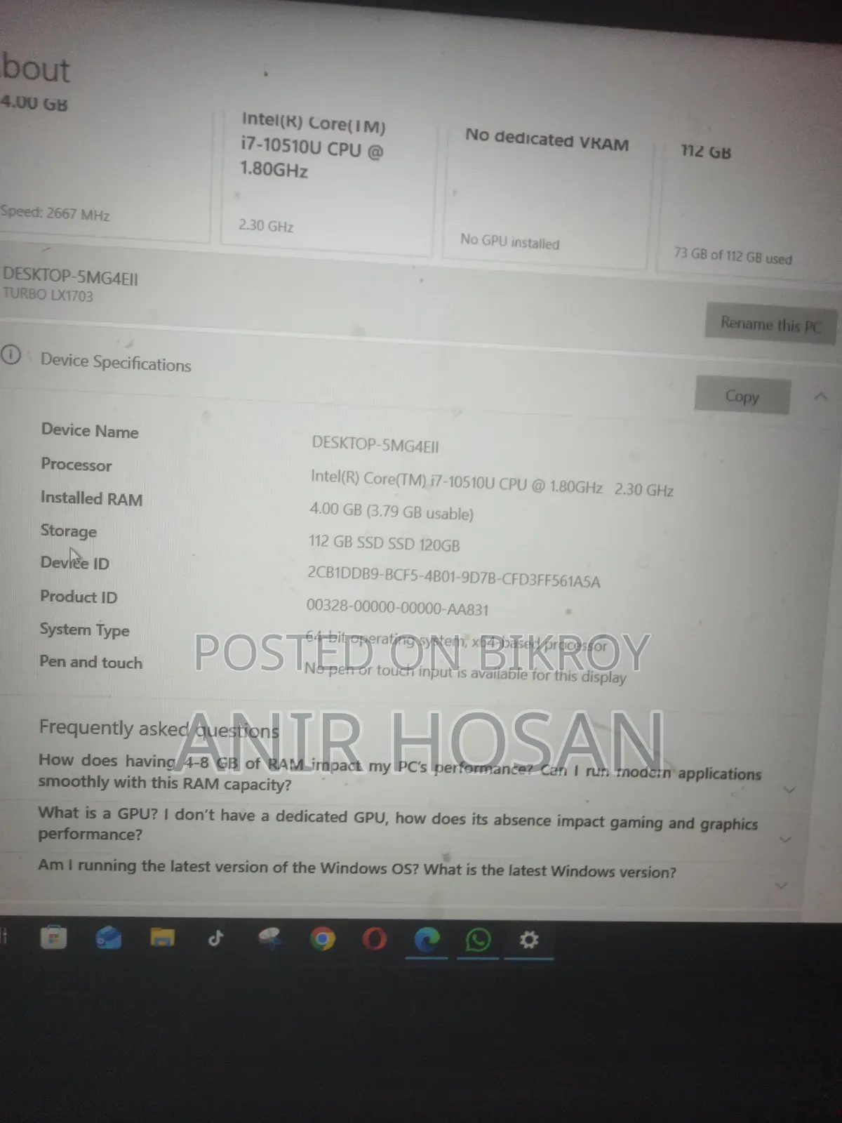 Laptop Dell Adamo Onyx 4GB Intel Core I7 SSD 128GB